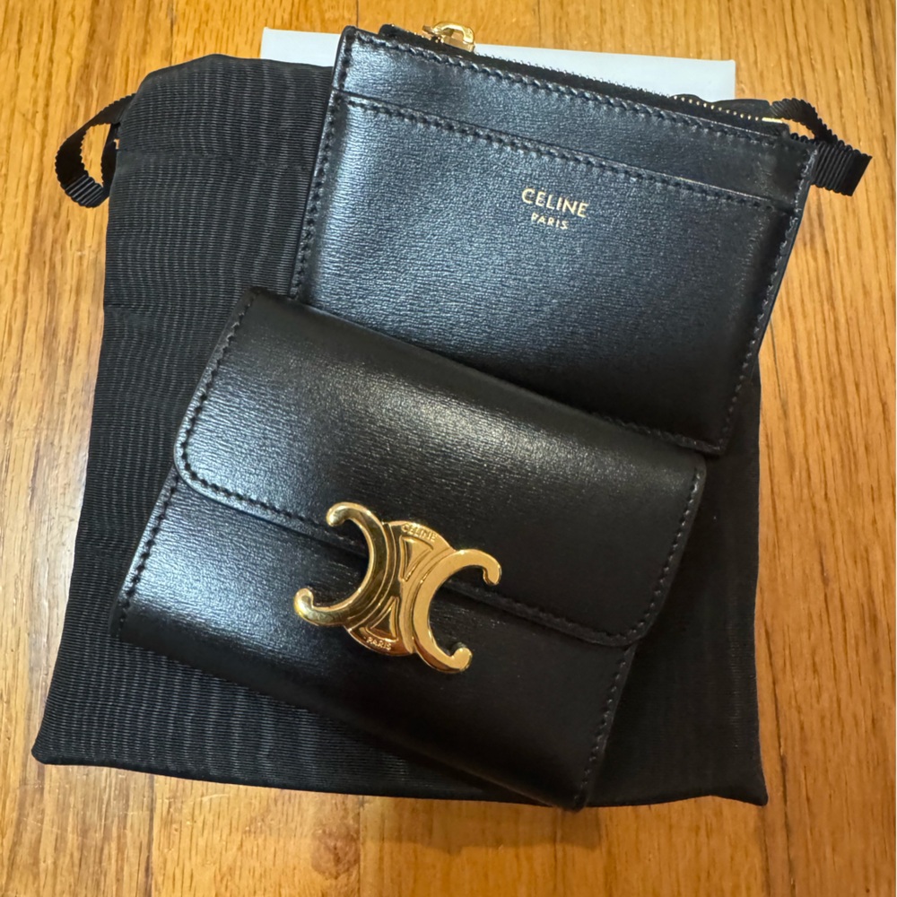Celine Triomphe Compact Wallet with Coin